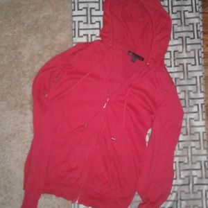 Outback Red, Red Knit Zip Up Hoodie